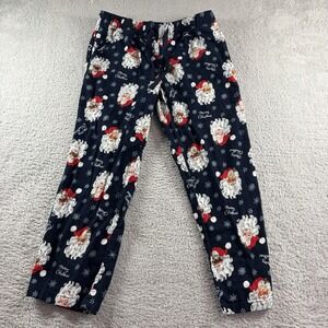 Old Navy Santa Pajama Pants Womens Medium Petite Brown Pockets Flannel Christmas